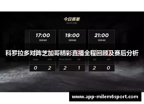 科罗拉多对阵芝加哥精彩直播全程回顾及赛后分析
